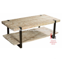 Mesa de centro de 2 niveles industrial de madera y metal